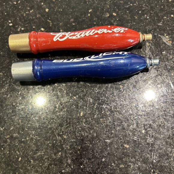 2 Two Small Budweiser Bud Light Beer Keg Tap Handles - Picture 4 of 12
